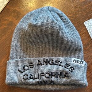 Neff Heather Gray Beanie with Embroidered Text